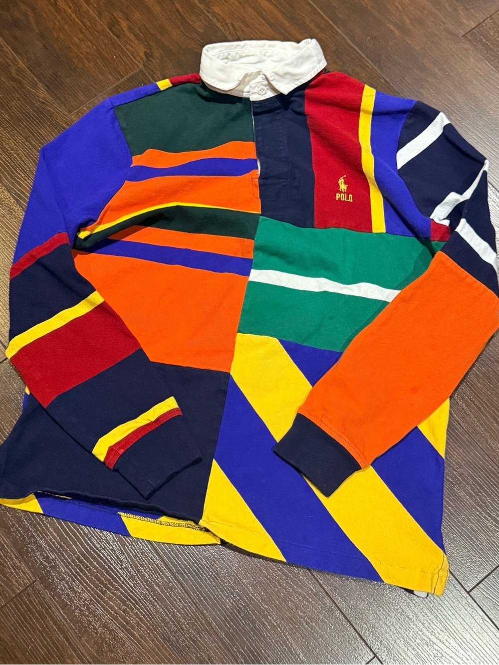 POLO Ralph Lauren Multi Pattern Polo Rugby Long Sleeve Shirt Mens Size M Classic